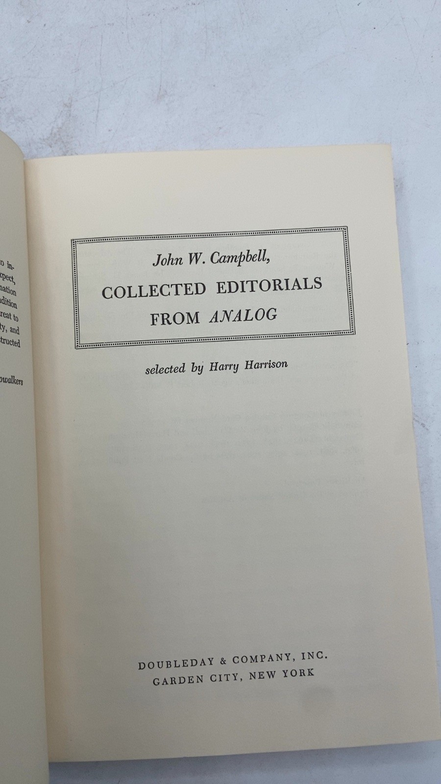 Collected Editorials from Analog John W. Campbell Hardcover 1966