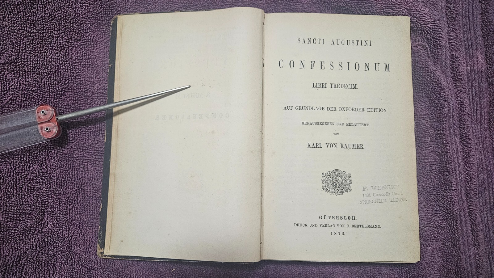 ✨ 1876 Sancti Augustini Confessionum: Auf Grundlage der Oxforder Edition