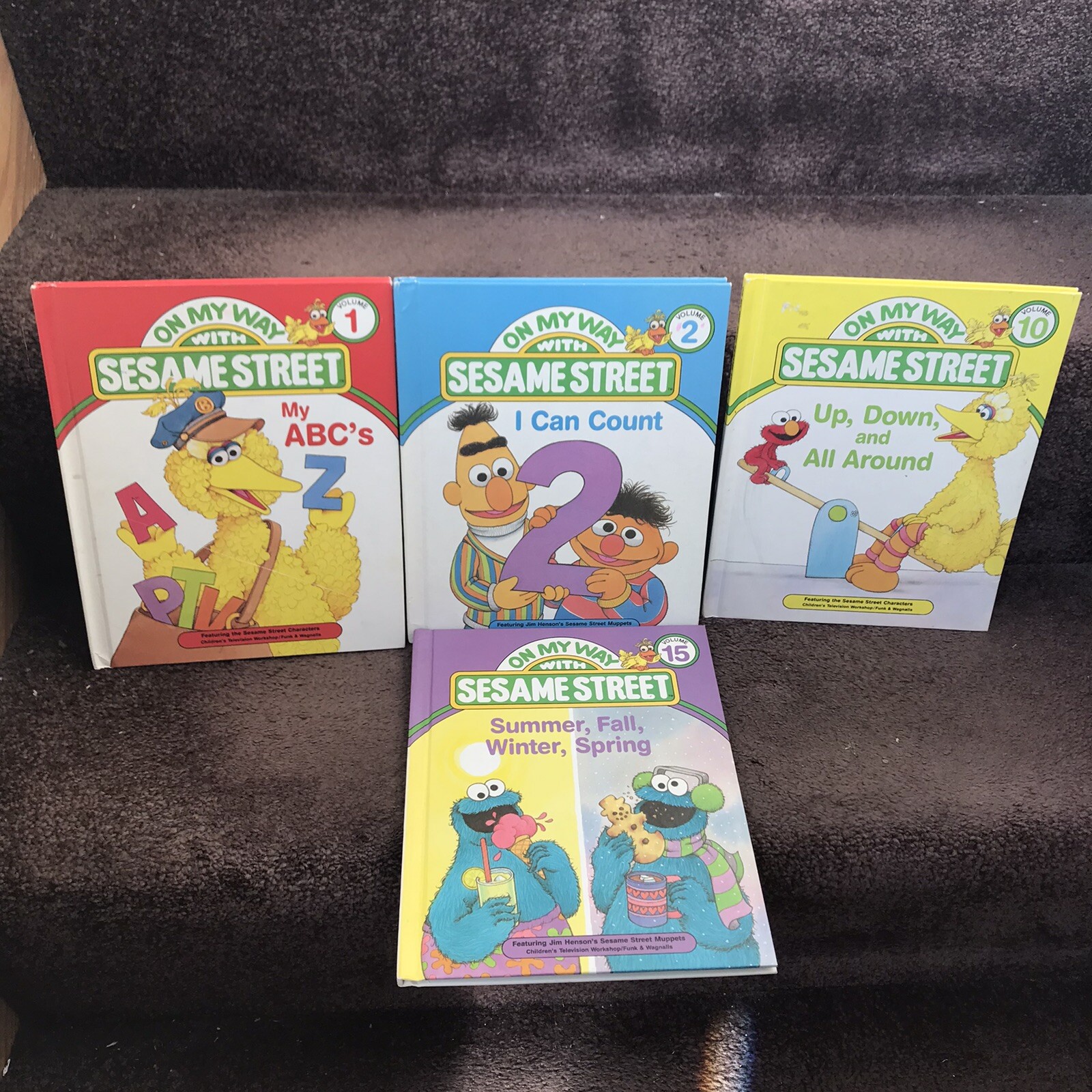 1989 On My Way With Sesame Street Books Hardcover lot of 4 Vintage Big Bird