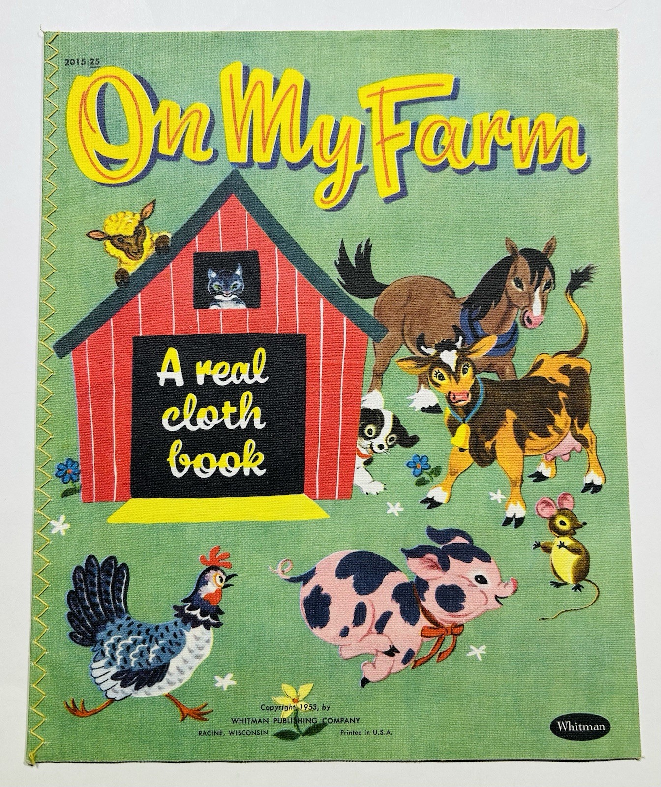 On My Farm A Real Cloth Book Vintage Whitman 1953 Very Good Condition Cute