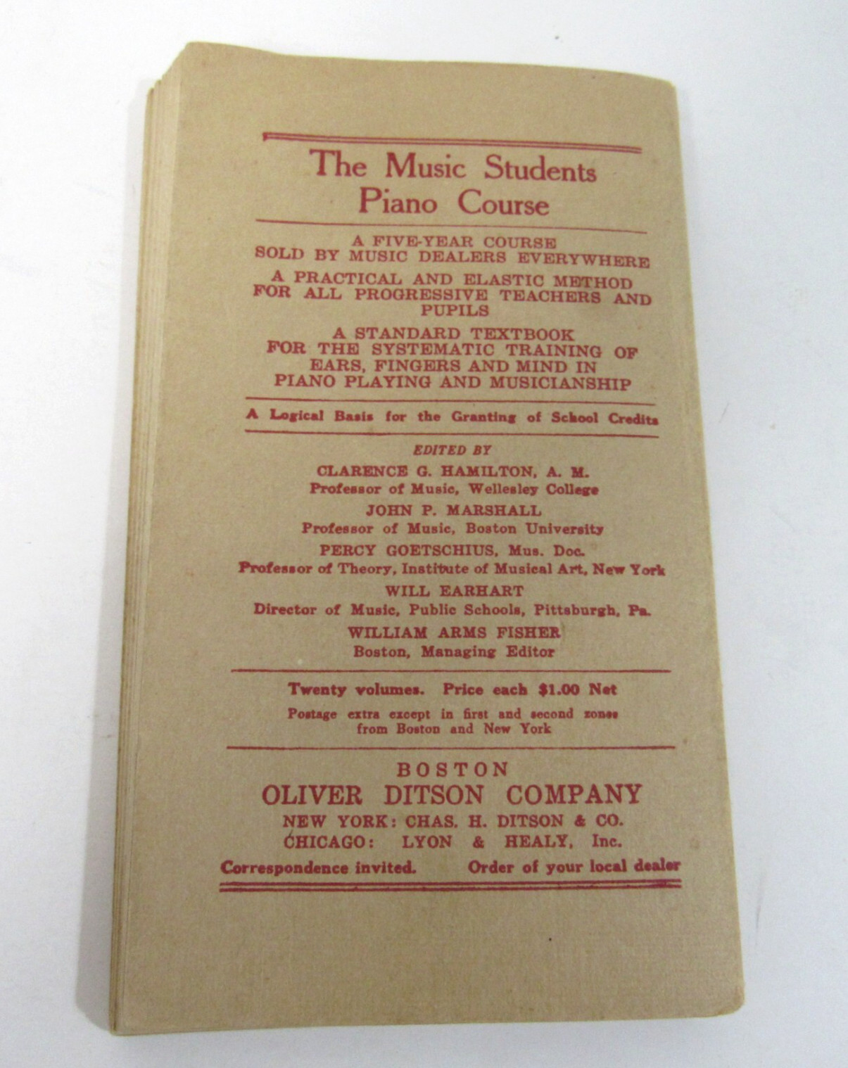 1909 Elson&rsquo;s Pocket Music Dictionary Oliver Ditson pub 180 Pages