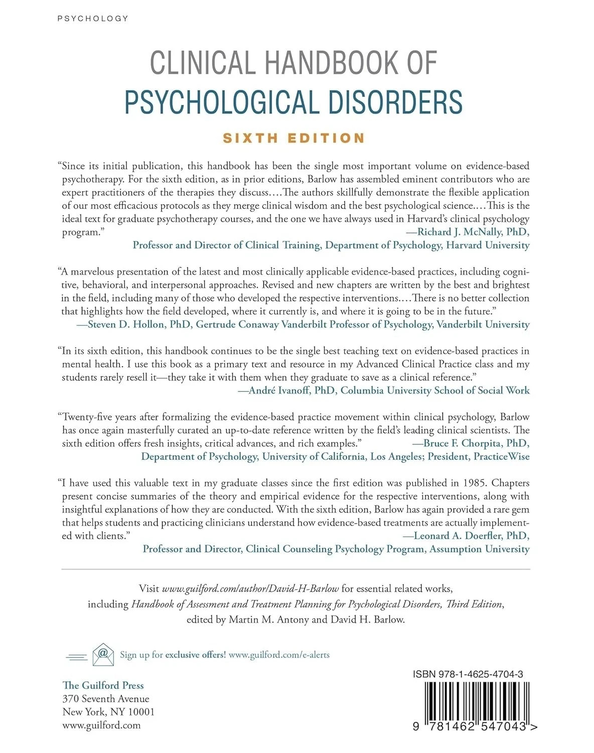 Clinical Handbook of Psychological Disorders – 6th Edition (Hardcover)