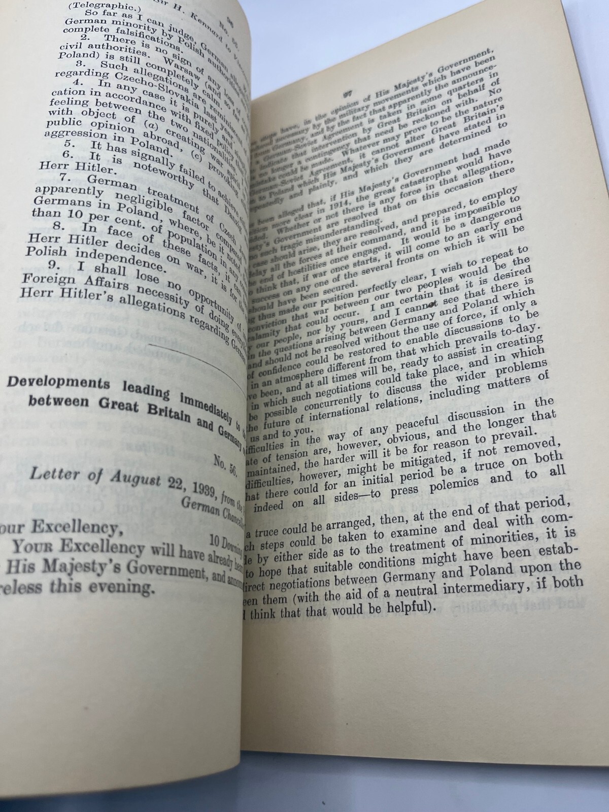 Documents Concerning German-Polish Relations & The Outbreak of Hostilities 1939