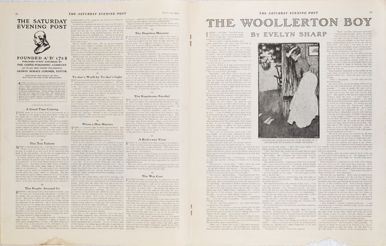 OCT 29 1904 Halloween Pumpkin Spell SATURDAY EVENING POST FULL MAG M599