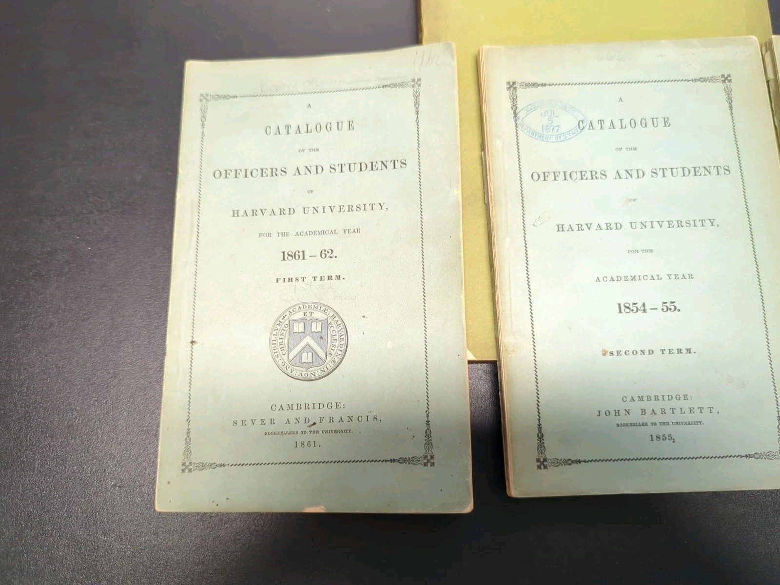 HARVARD CATALOGUE of the OFFICERS And STUDENTS 1854,1861, 1ST REPORT Class 1897
