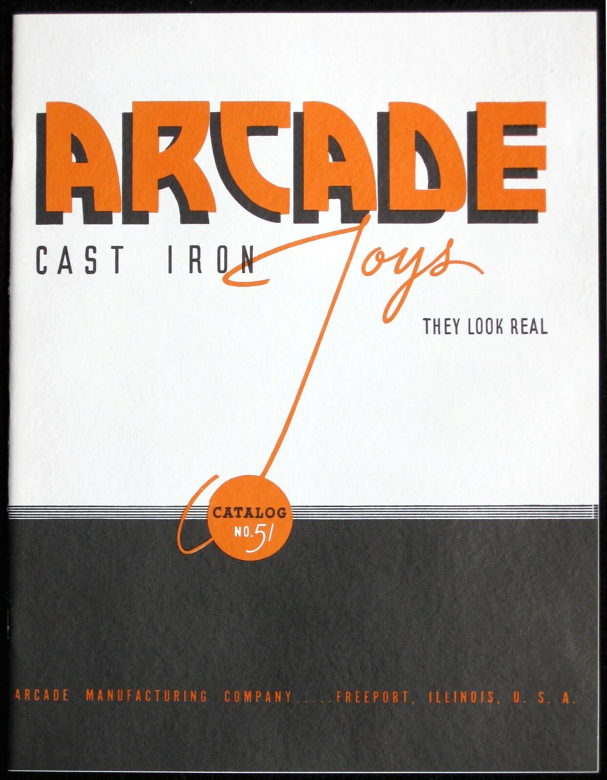 1936 ARCADE CAST IRON TOY CATALOG #51, NEW-OLD-STOCK, QUALITY LITHO, PRICE LISTS