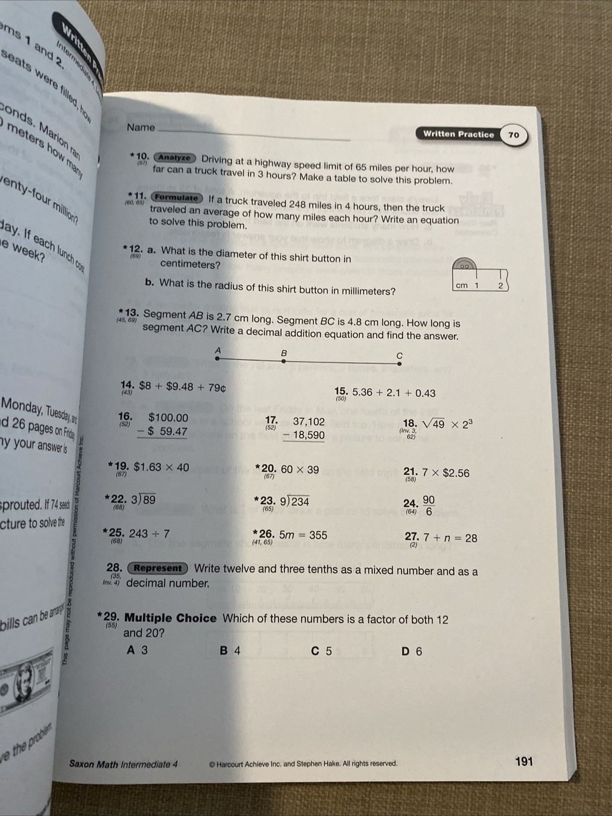 # Saxon Math Intermediate 4 Written Practice Workbook by Stephen Hake Paperback
