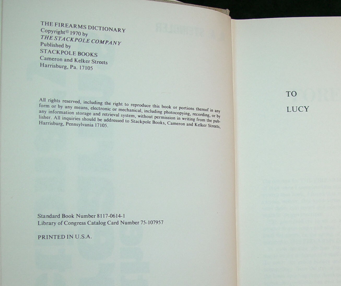 1970 Hardcover copy of THE FIREARMS DICTIONARY by R.A. Steindler book 288 pages