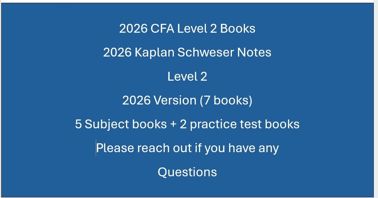 2026 CFA level 2 Exam Prepration Kaplan Schweser notes with Question Bank Latest