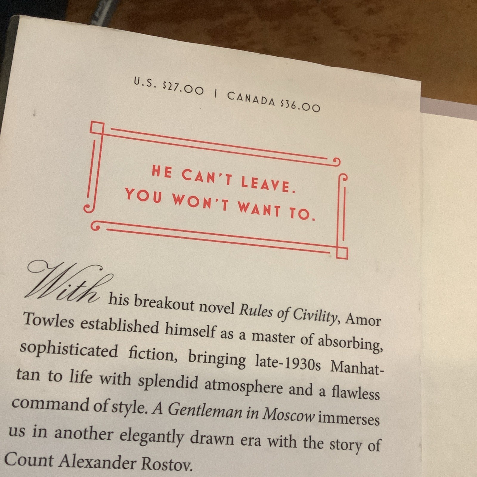 A Gentleman In Moscow Signed First Edition First Printing Amor Towles