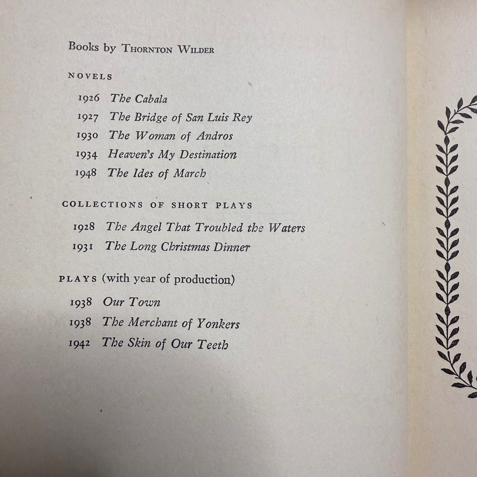 The Ides of March Thornton Wilder Harper & Brothers First Edition 1948