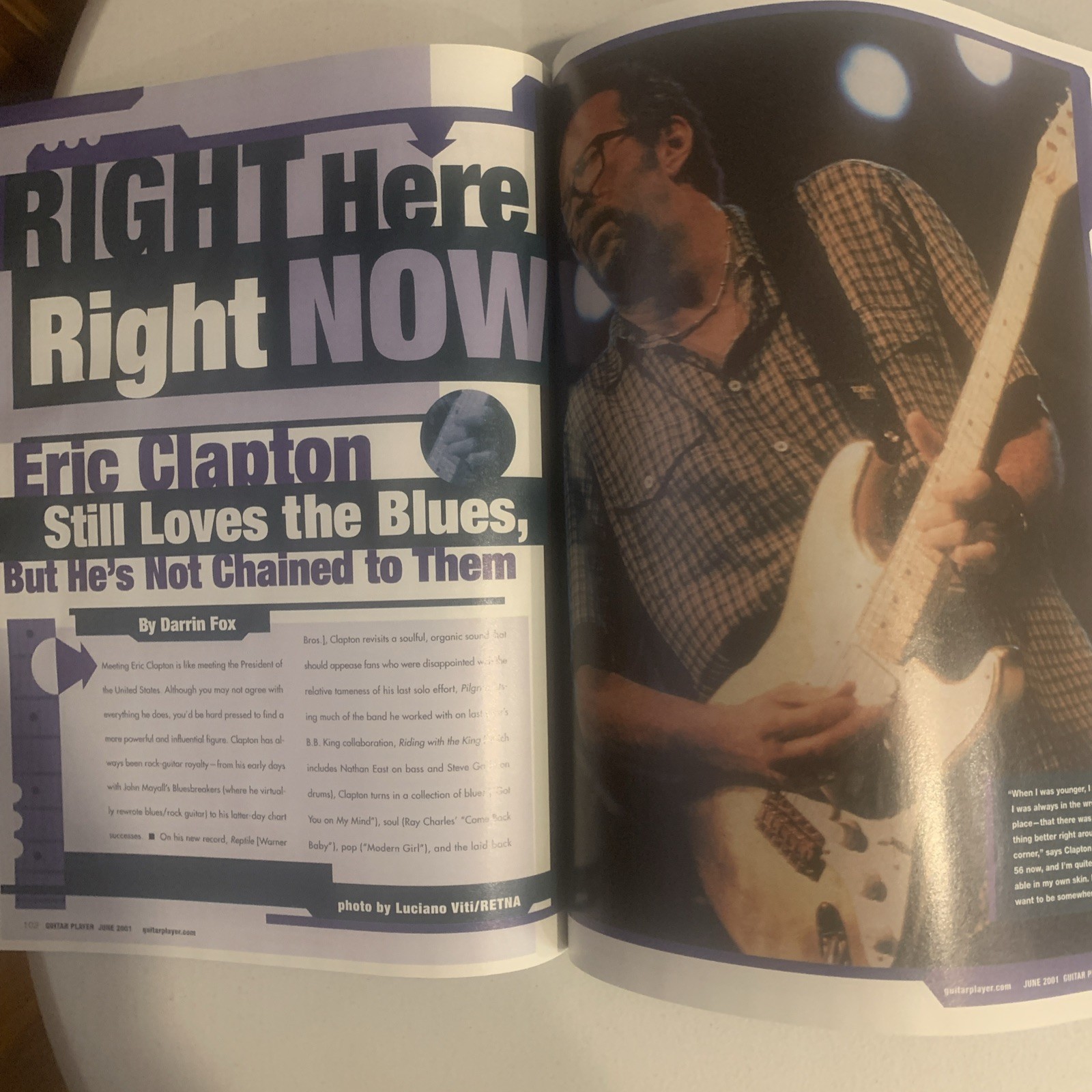 Guitar Player, Eric Clapton, Clapton Talks, 6/01