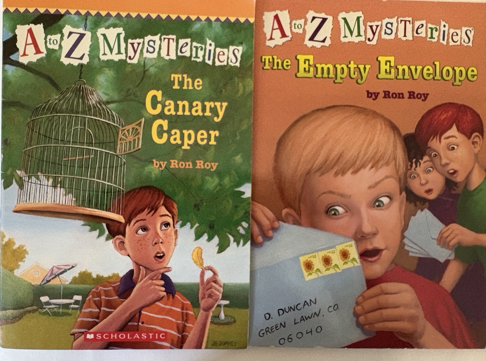 A To Z Mysteries Books by Ron Roy: A, B, C, E, F (D not incl). Titles in Photos.