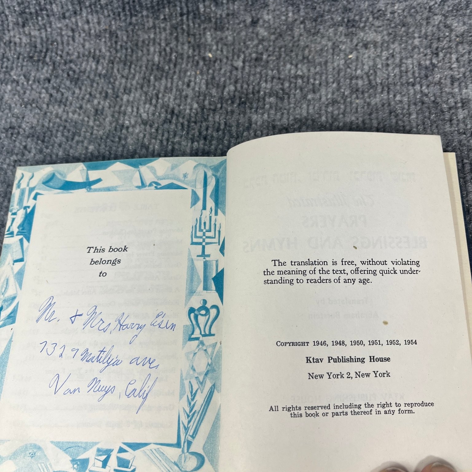 Illustrated Prayers Blessings Hymns Burstein 1954 Jewish Hebrew English KTAV