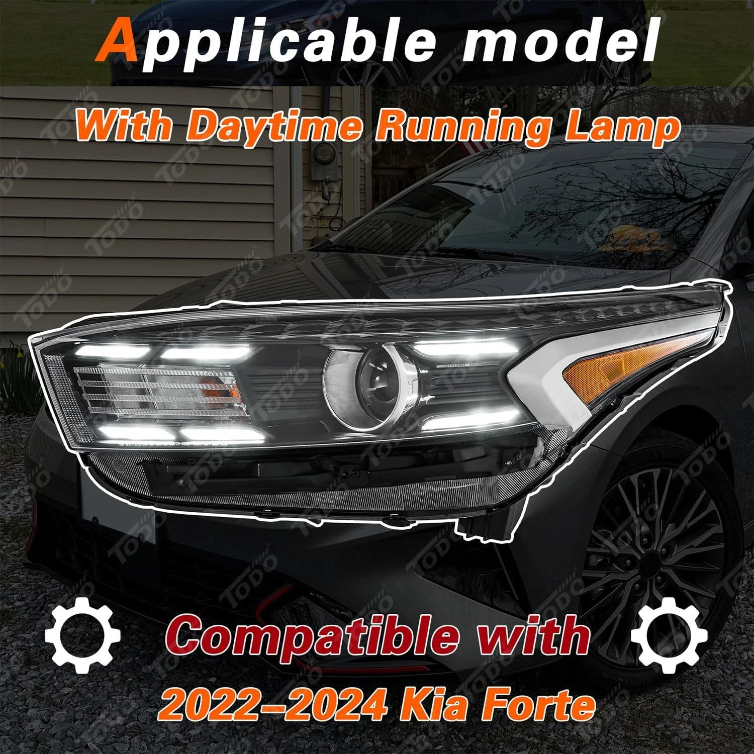 Headlight Assembly Compatible with 2022 2023 2024 Kia Forte GT Gt-Line 92101-M76