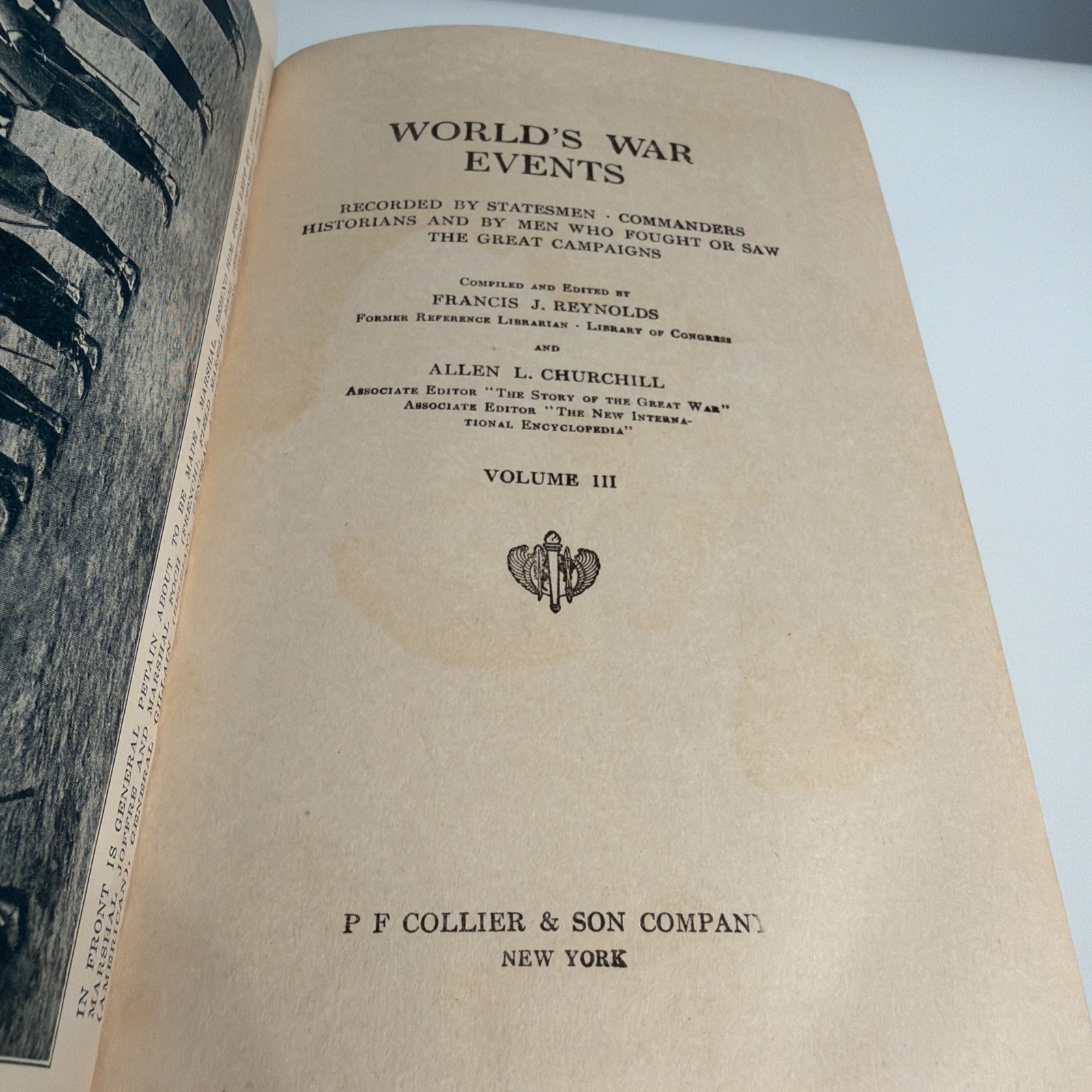 1919 P. F. Collier & Son NY 1st Edition WORLD’S WAR EVENTS Vol I-III