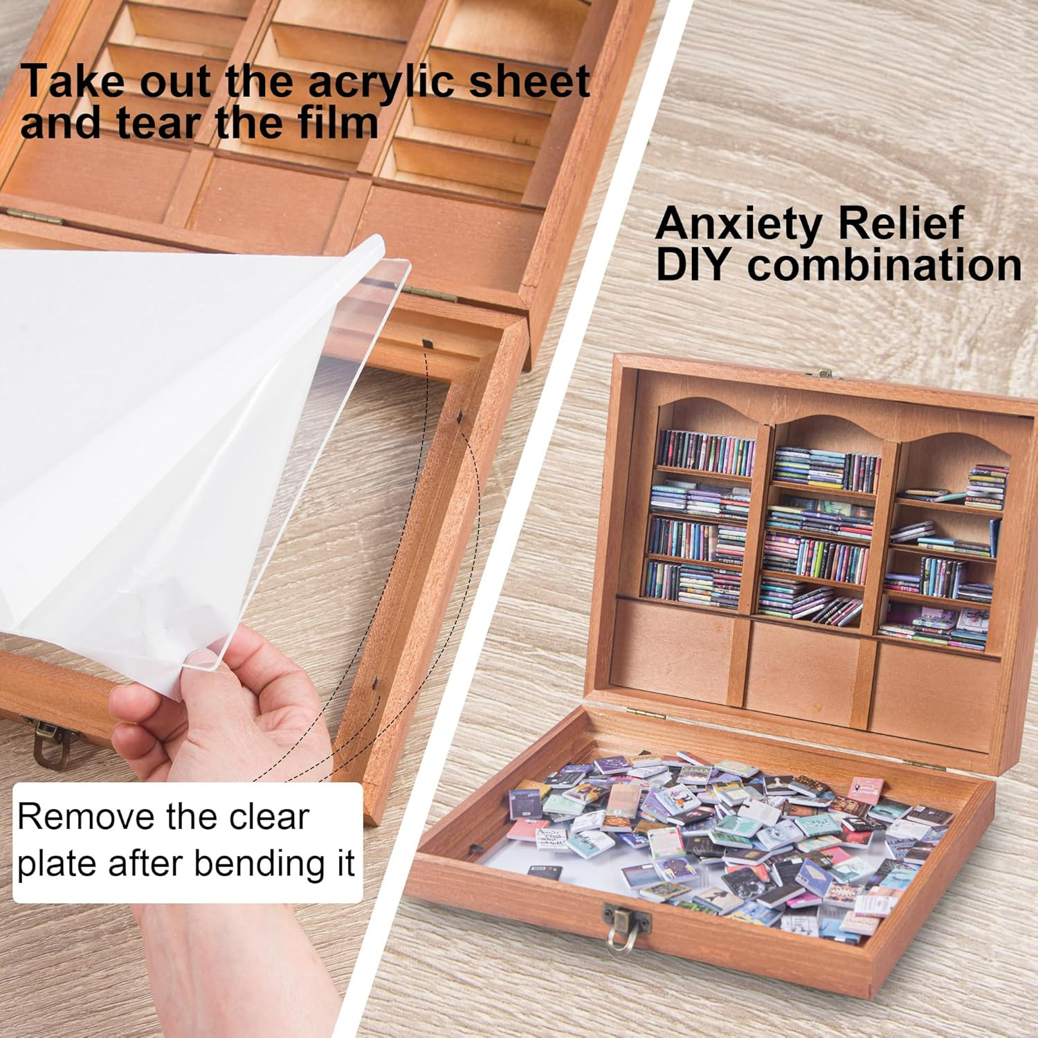 Anxiety Bookshelf Mini Books with 340 Minibooks Portable Bookshelf,Stress-Relief