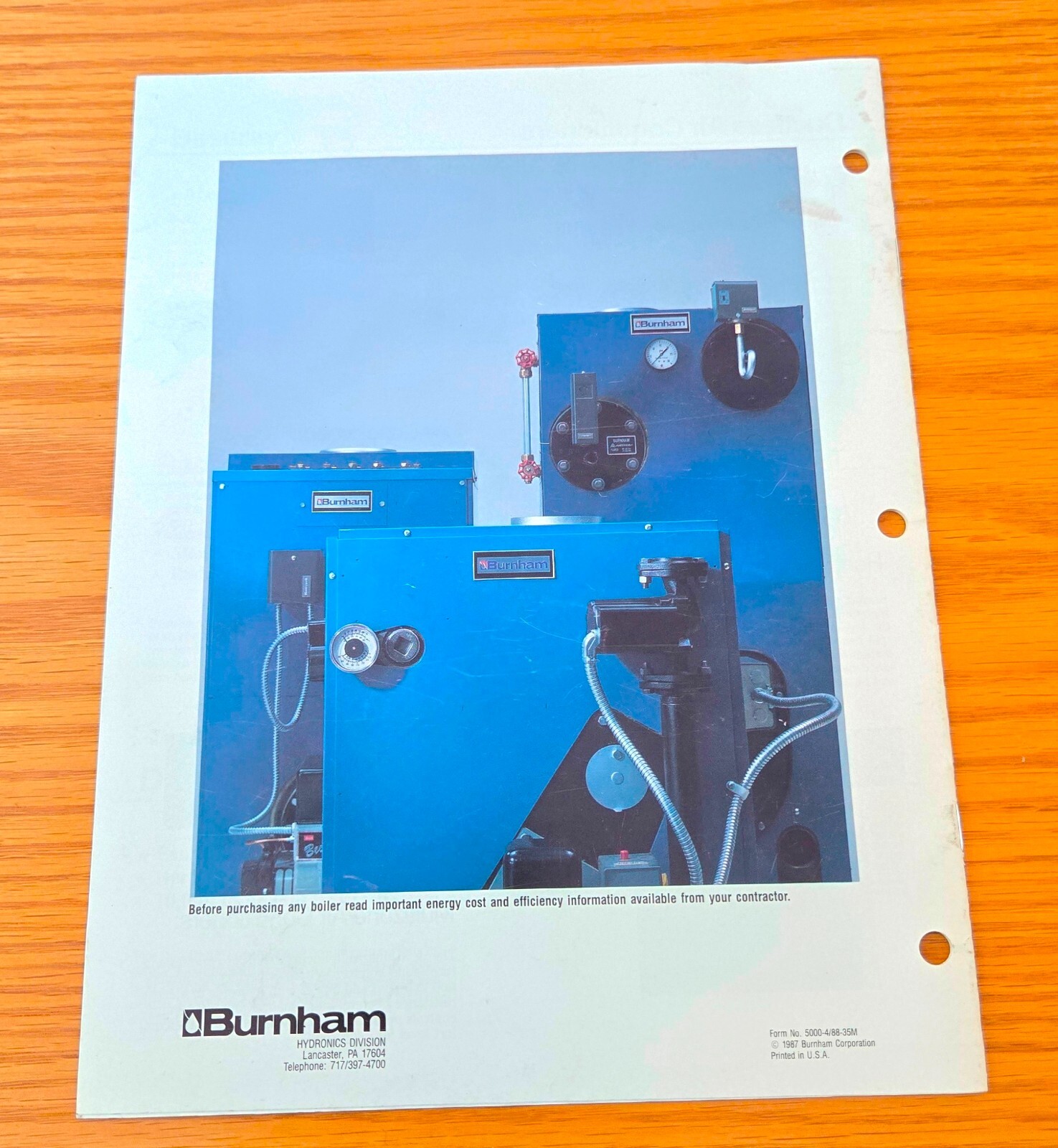 Burnham Product Selection Guide for Gas Boilers, Hydronics, 1987 Sales Catalog