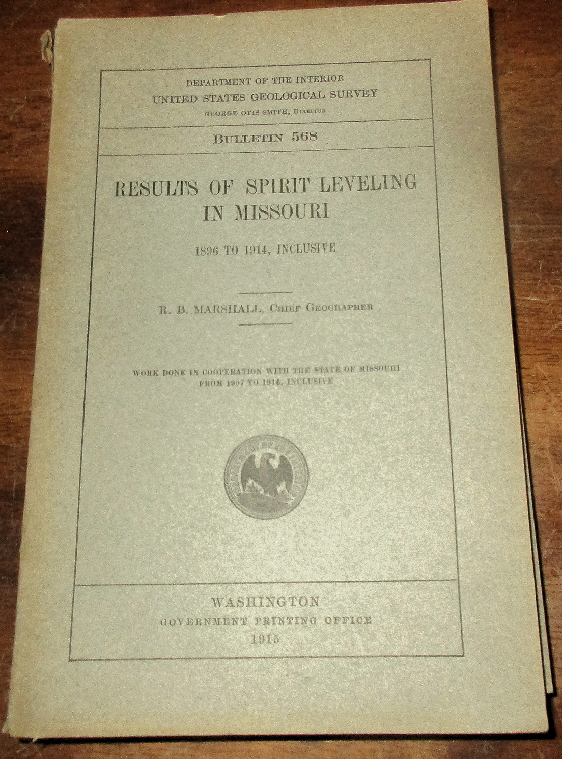 GEOLOGY SURVEYING MAPPING 1915 MISSOURI SPIRIT LEVELING BENCHMARK ELEVATIONS
