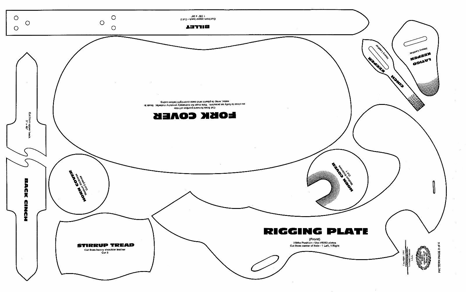 Saddlemaking Patterns – Full Size, Various Styles