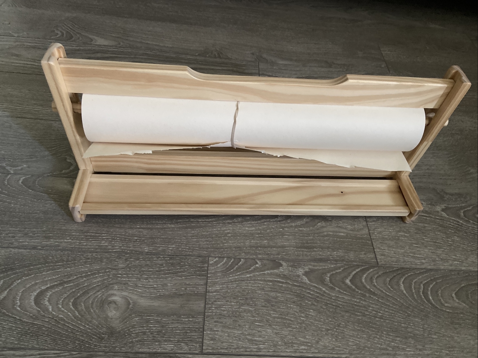 Ikea Mala Kids Art Drawing Paper Holder W Roll Wood Draw Spool Tabletop Endless