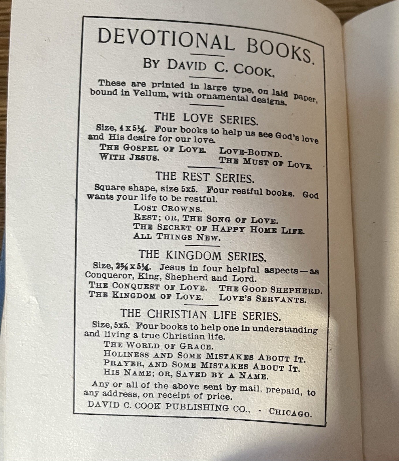 Antique Book THE GOSPEL OF LOVE David Cook 1898 Mini size 5.25 x 3.75” x .25”