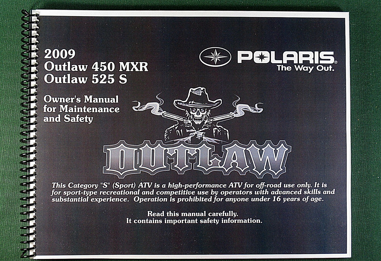 2009 Polaris Outlaw 450 MXR ATV Owner&rsquo;s Manual: 205 Pages & Protective Covers!