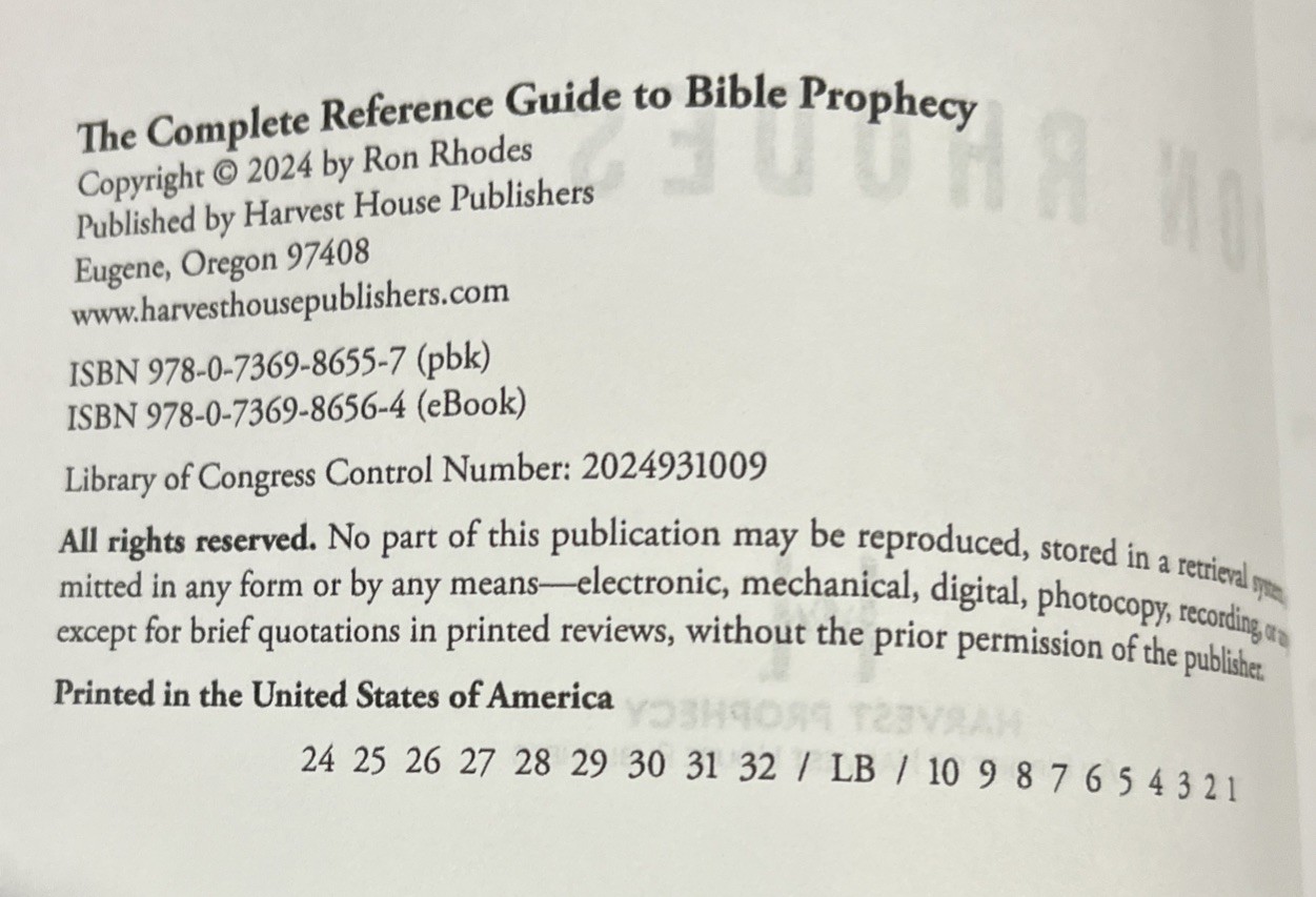 Complete Reference Guide To Bible Prophecy Ron Rhodes 2024 Trade Paperback Book