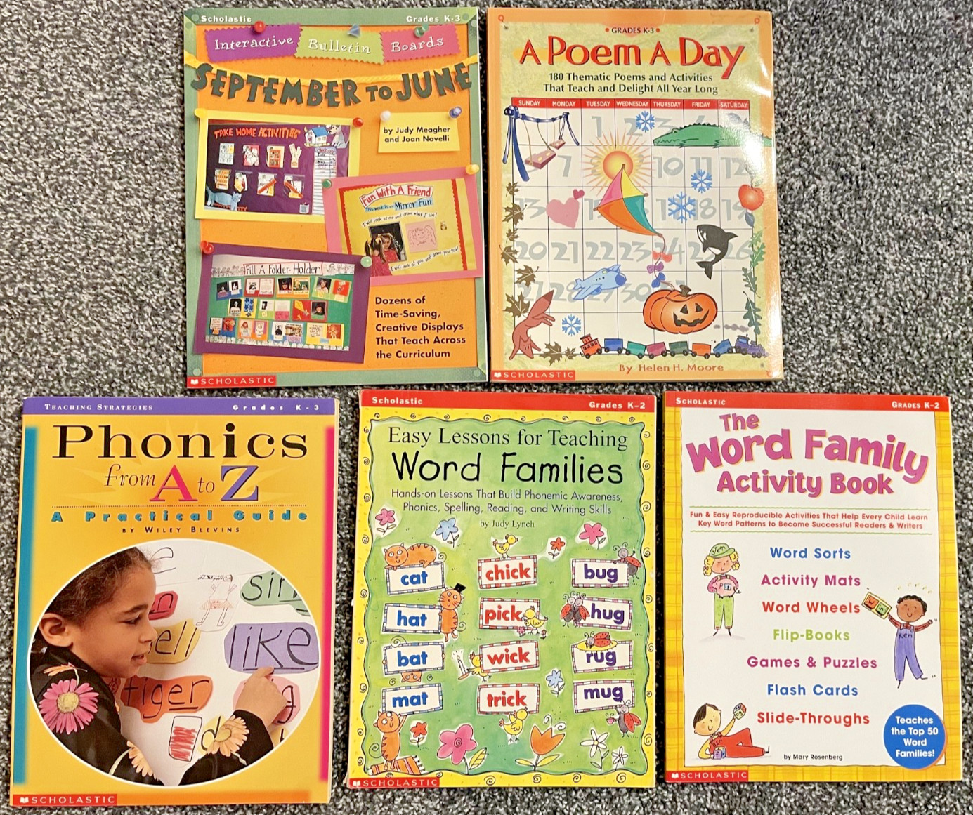 Grades K-3 Literacy Scholastic Books Lot of 5 Word Families Phonics Poetry
