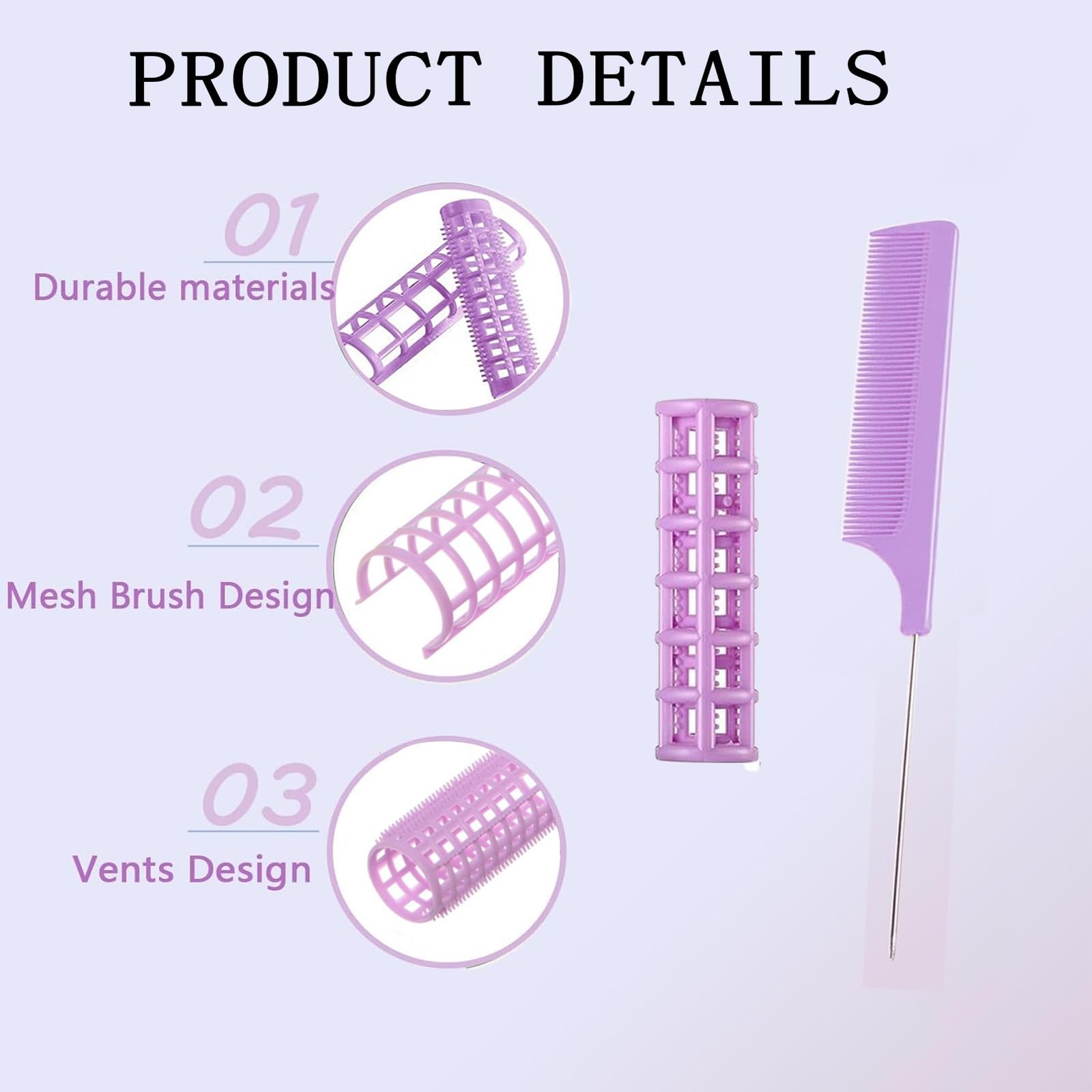 ZMD 28PCS Self Grip Small Hair Rollers Set, 0.6In/1.5cm 0.6 Inch, Purple