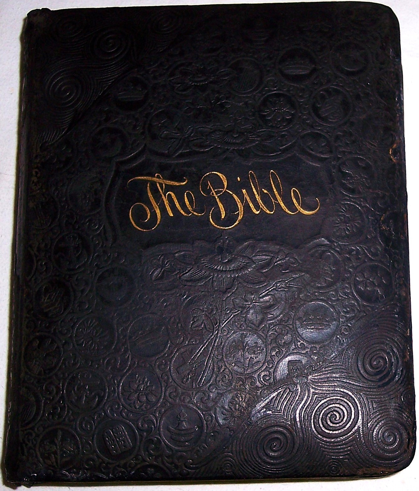 Antique Family Padded Bible Self Pronouncing Combination Edition Shuler Haine #1