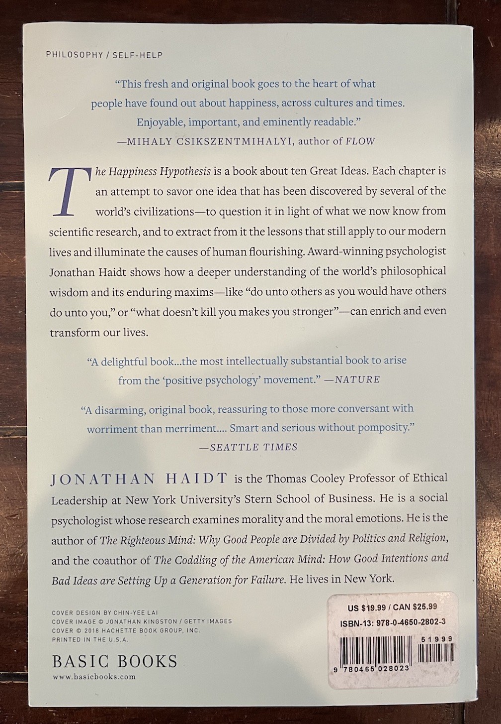 Happiness Hypothesis : Finding Modern Truth in Ancient Wisdom by Jonathan Haidt