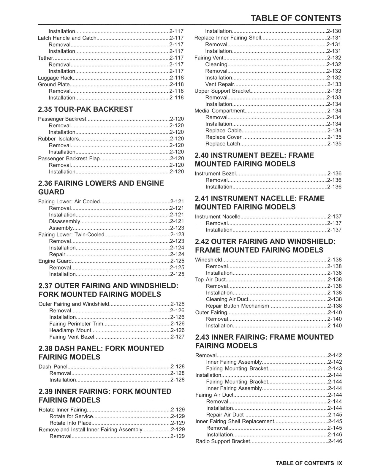 HARLEY-DAVIDSON 2016-2018 Touring Service Manual – BOUND – COVERS – XL FOLDOUTS