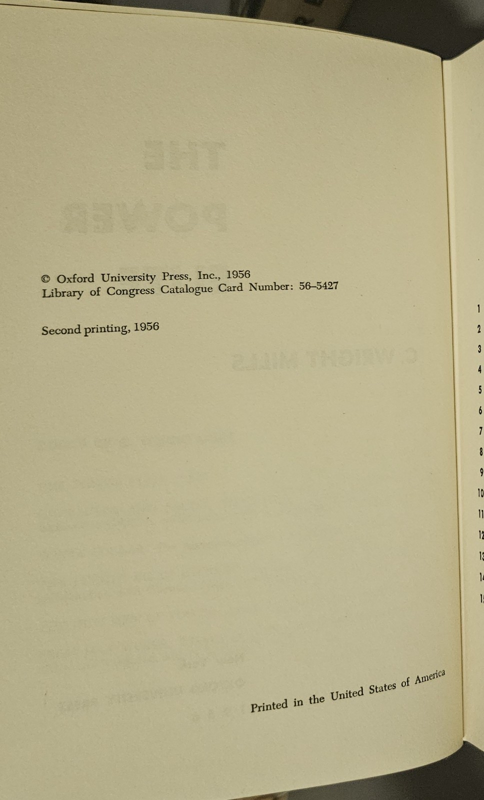 The Power Elite by C. Wright Mills HCDJ 2nd printing 1956