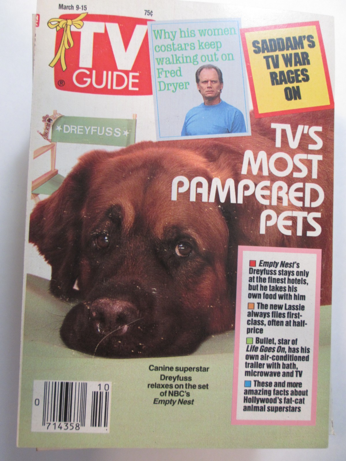 1991 TV GUIDE March 9-15 Central Indiana Edition TV Pampered Pets Fred Dryer (1a