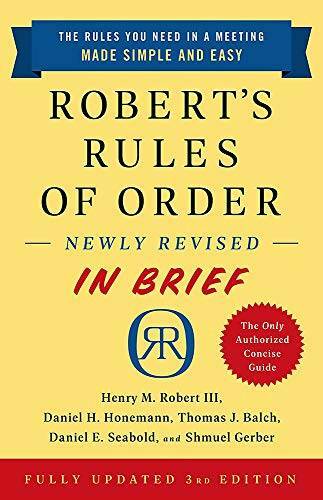 Roberts Rules of Order Newly Revised In Brief, 3rd edition – VERY GOOD
