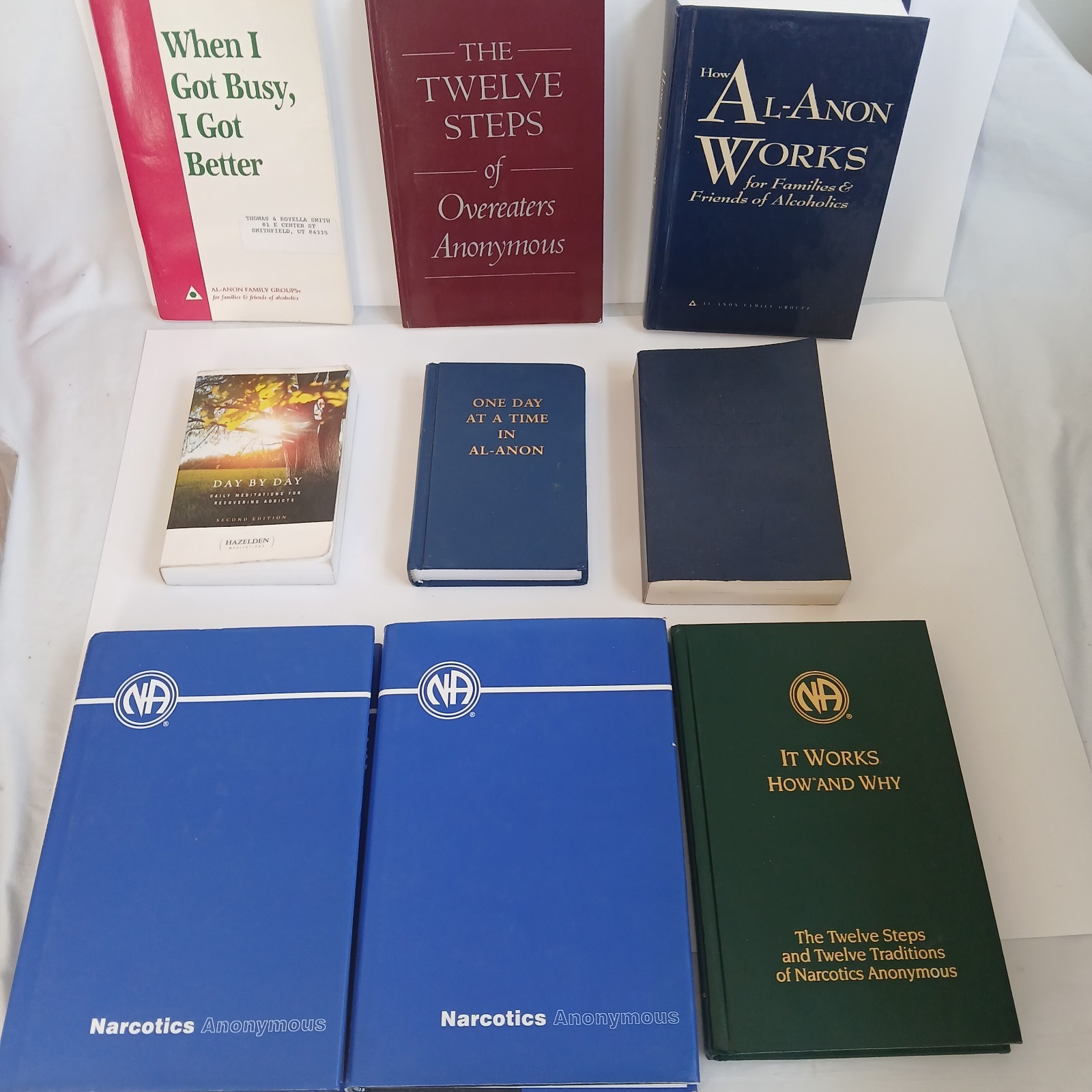 Narcotics Anonymous Alcoholics Anonymous Books Lot of 9, NA AA OA 12 Steps FAIR