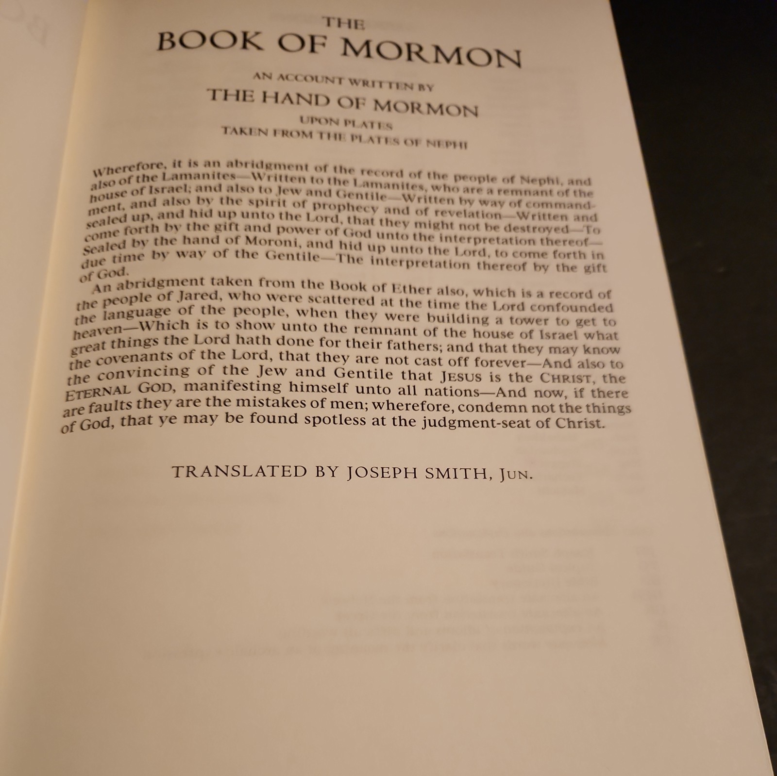 2015 BOOK OF MORMON black LEATHER BOUND HARDCOVER, BRAND NEW WITH BOX.
