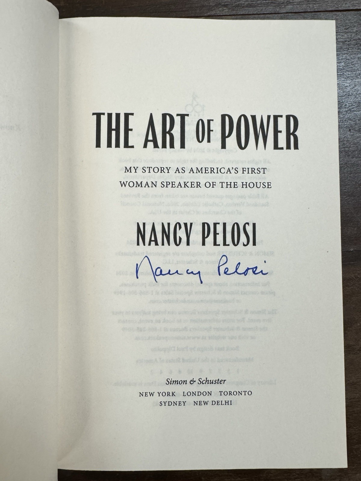 The Art Of Power By Nancy Pelosi SIGNED First Edition w/ DJ