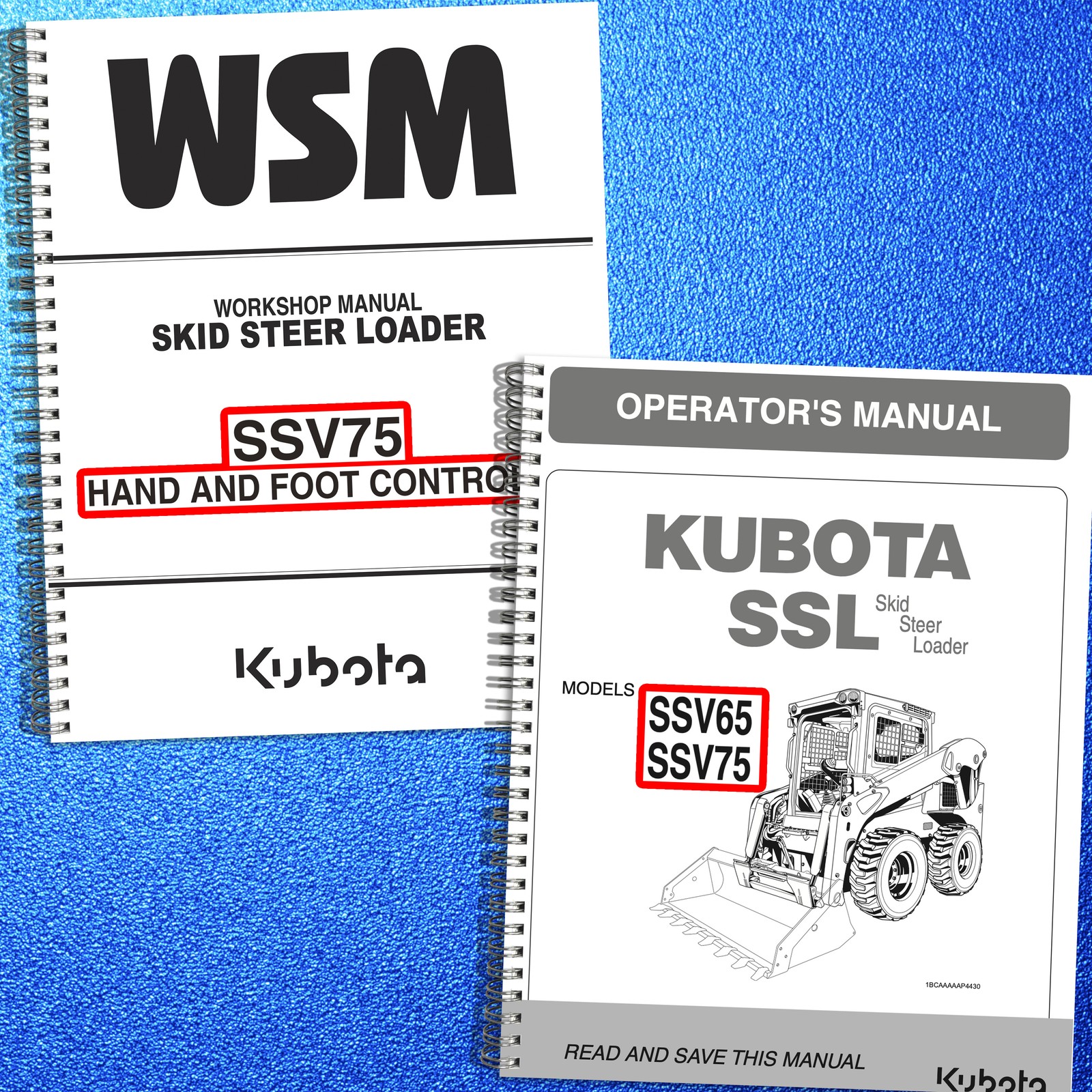 KUBOTA SSV75 OPERATOR & WORKSHOP MANUAL BUNDLE WIRE BOUND, COVERS