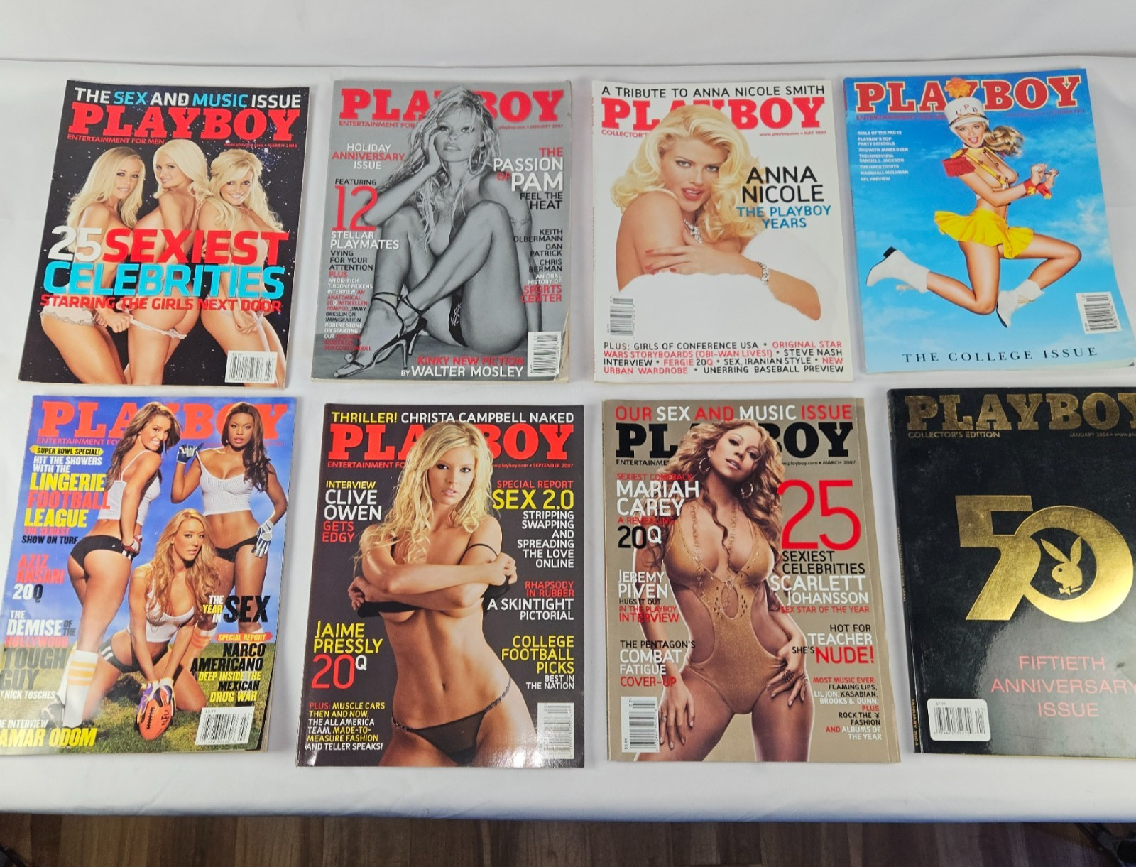 Playboy Magazine LOT OF 8 W/Centerfolds RARE Issues PAM, ANNA, MARIAH + More!