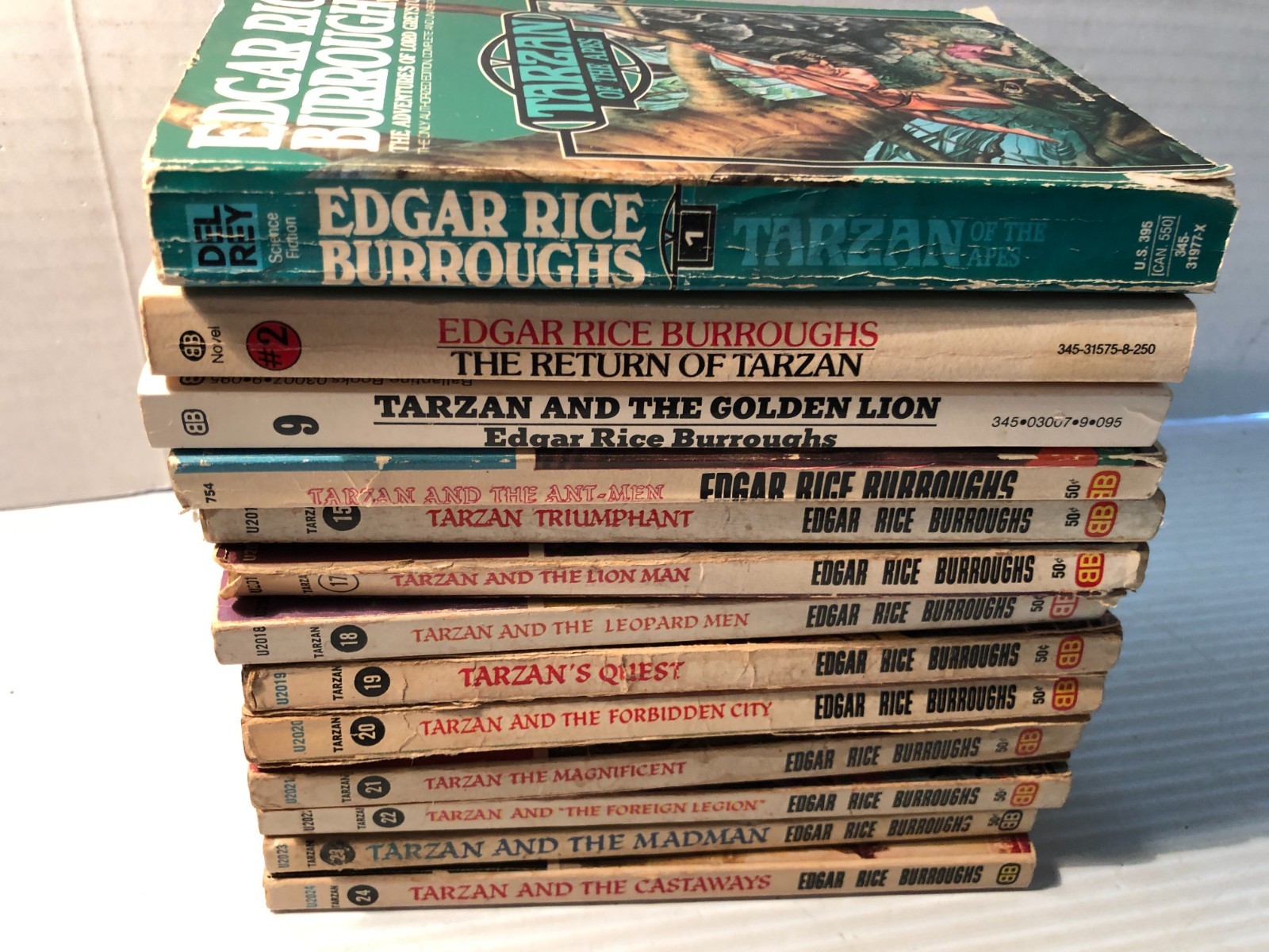 b Edgar Rice Burroughs TARZAN Series lot of 13 Ballantine mostly 1960&rsquo;s