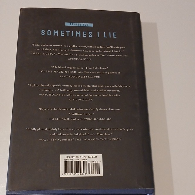 Alice Feeney Sometimes I Lie Hardcover Novel (2018) w/ Dust Jacket