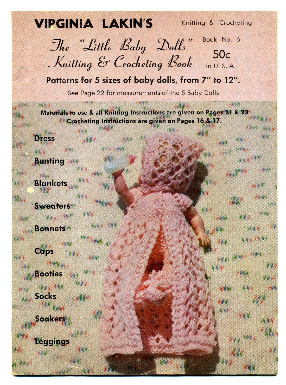 Vtg 1965 Virginia Lakin&rsquo;s The Little Baby Dolls Knitting & Crocheting Book No. 6