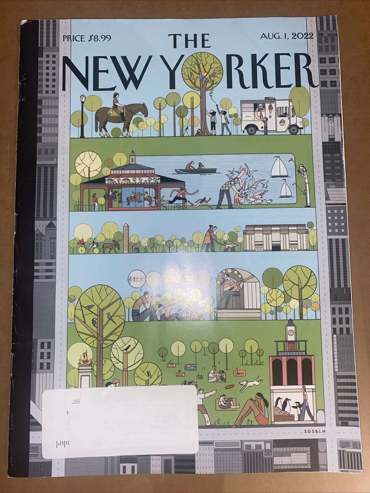 New Yorker Magazine August 1 2022 Cover Art Central Park Lark By Sergio Sanchez
