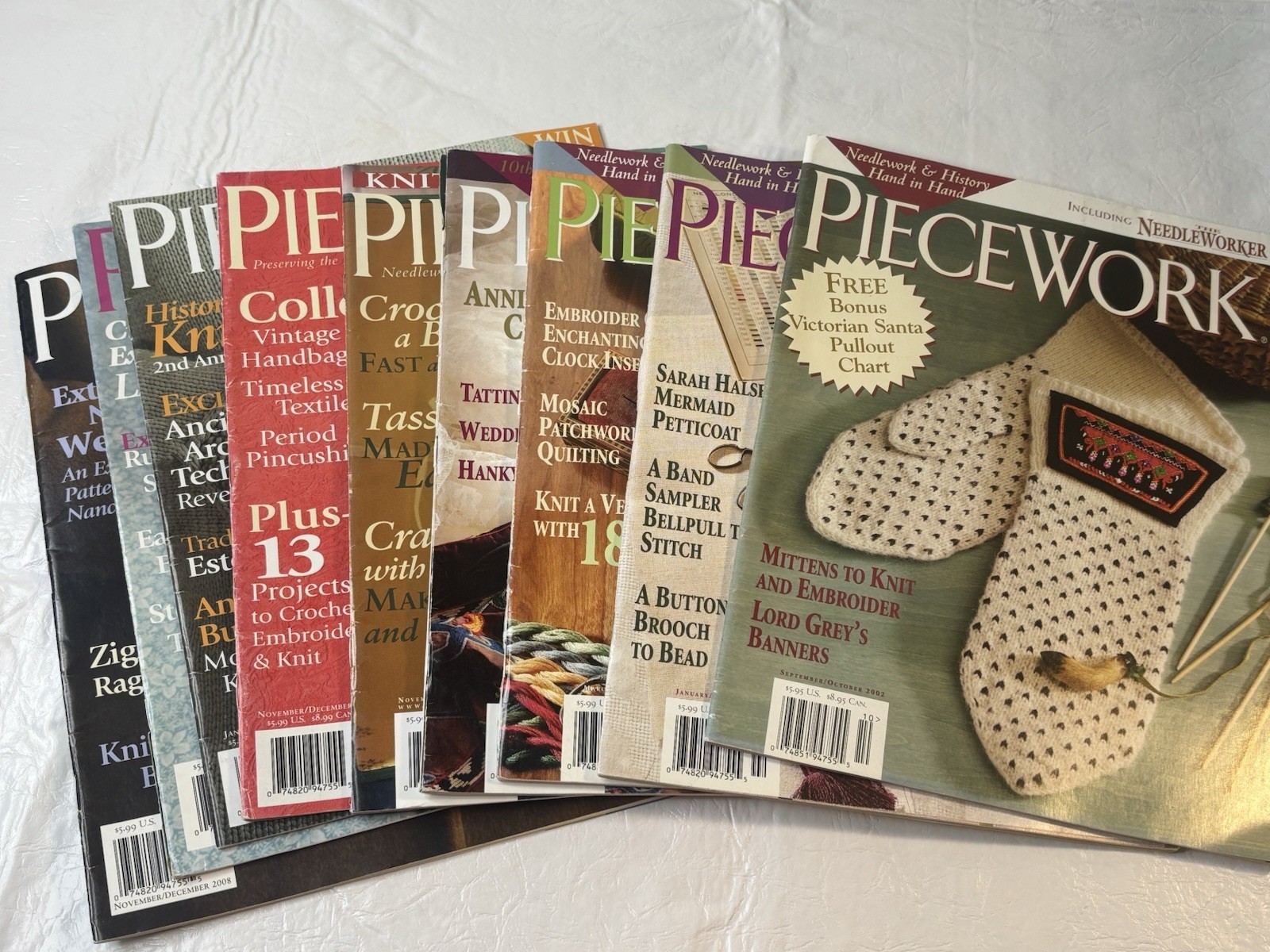 Lot x 9 Piecework Magazines 2002 2003 2005 2007 2008 Patterns Crafts Hobbies