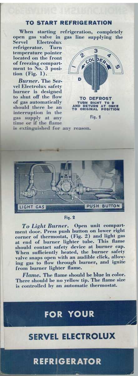 OPERATING INSTRUCTIONS FOR YOUR SERVEL ELECTROLUX REGRIGERATOR