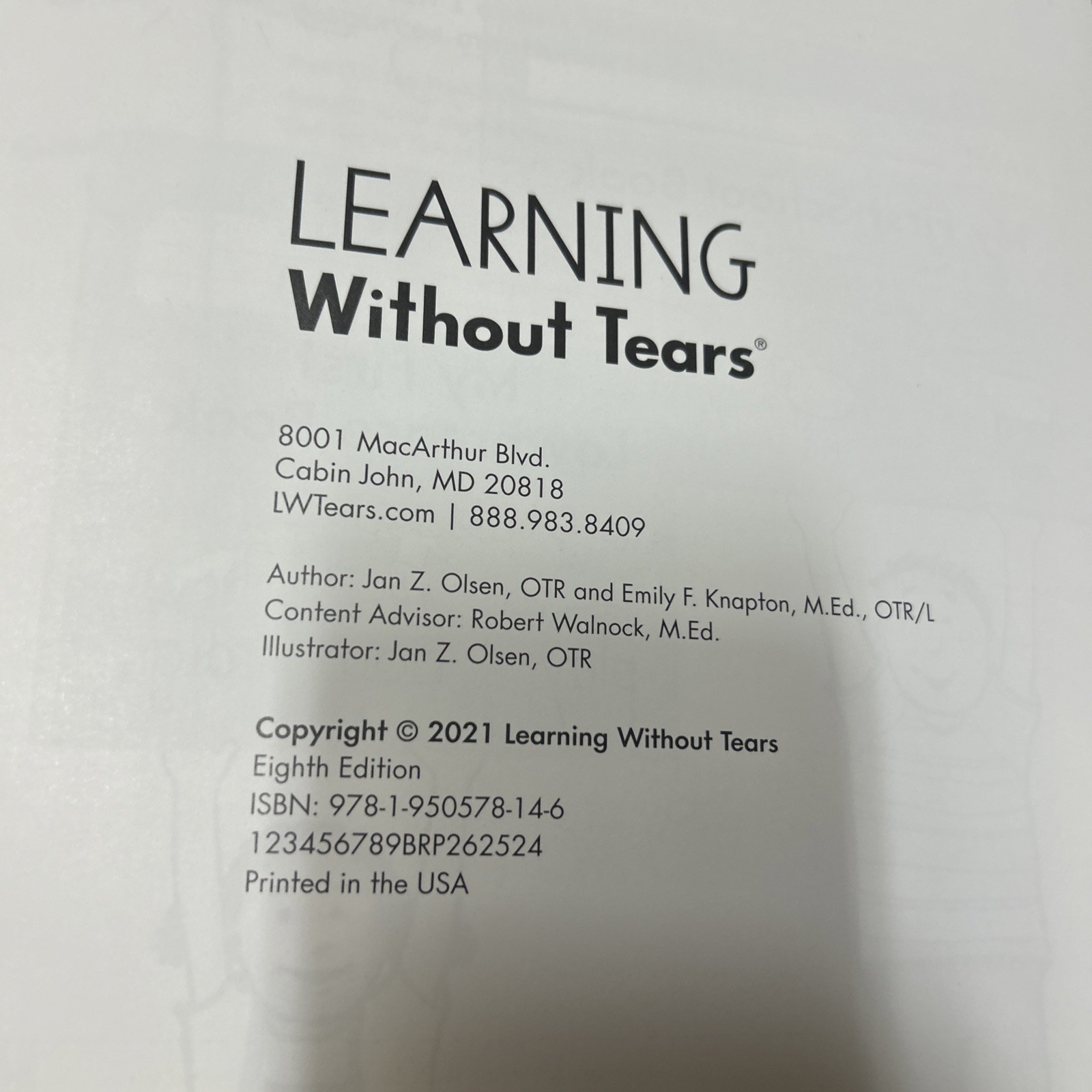 Readiness and Writing Pre-K Teacher&rsquo;s Guide Jan Z Olsen and Emily F Knapton