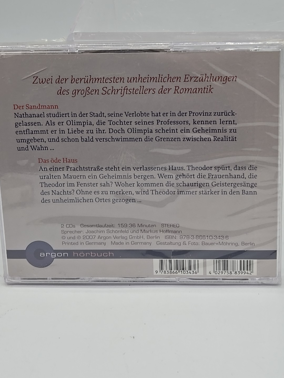 E.T.A. Hoffmann: Der Sandmann & Das öde Haus (Audiobook CD) German Language NEW