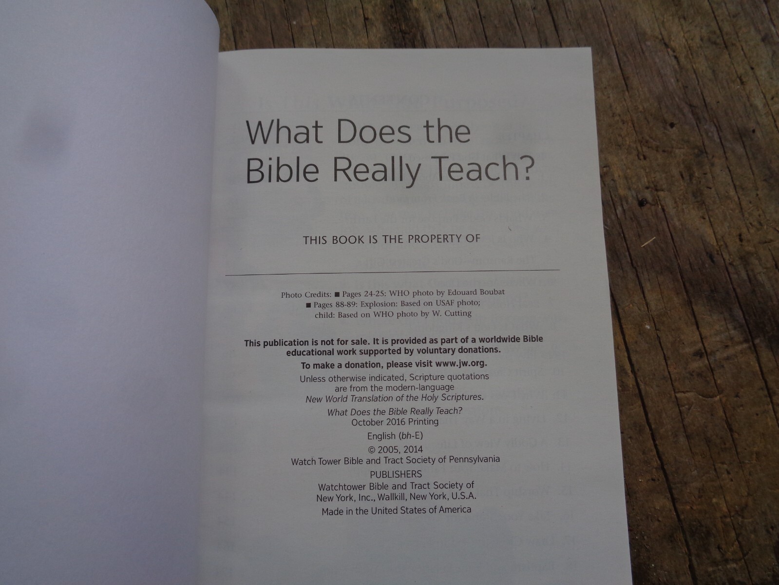 « WHAT DOES THE BIBLE REALLY TEACH? ». 2016. 223 pages. Paperback. Watchtower